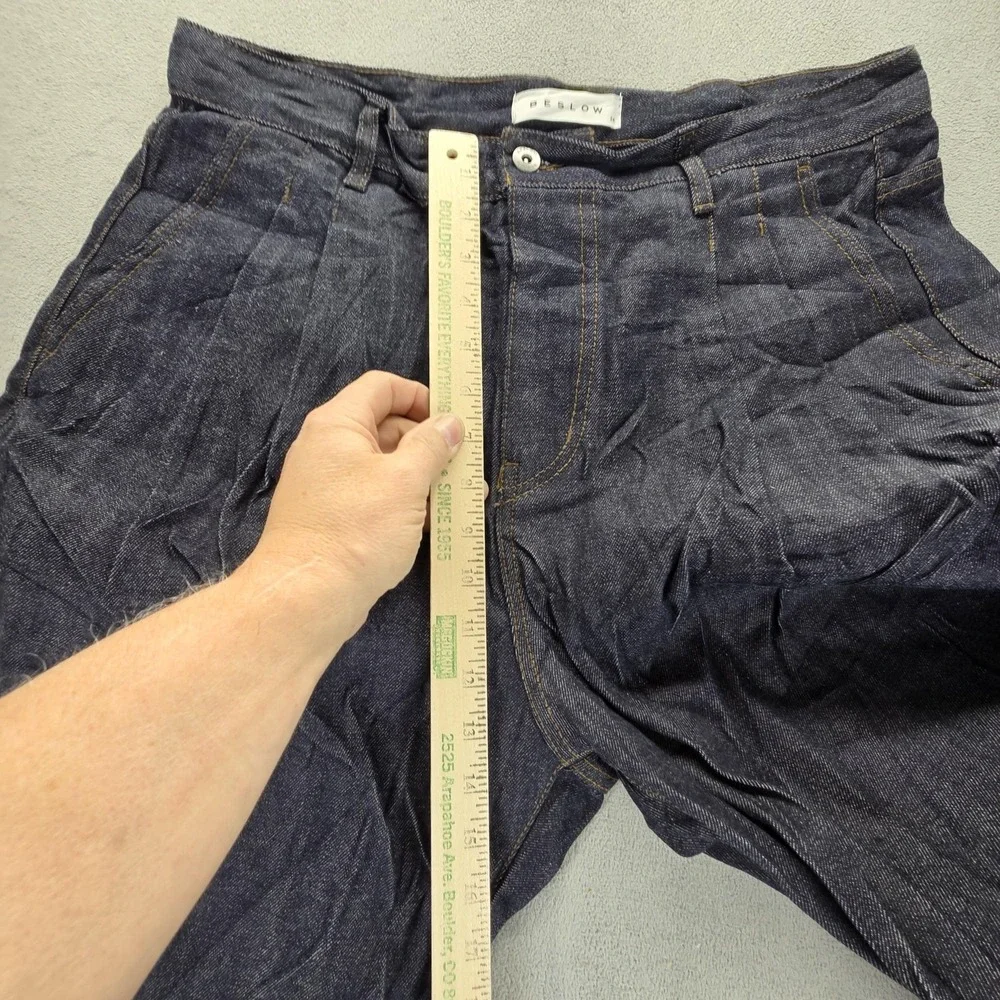 Beslow Jeans Mens Blue Selvedge Baggy Wide Leg Y2K Skater Hip Hop Fits 34x28
